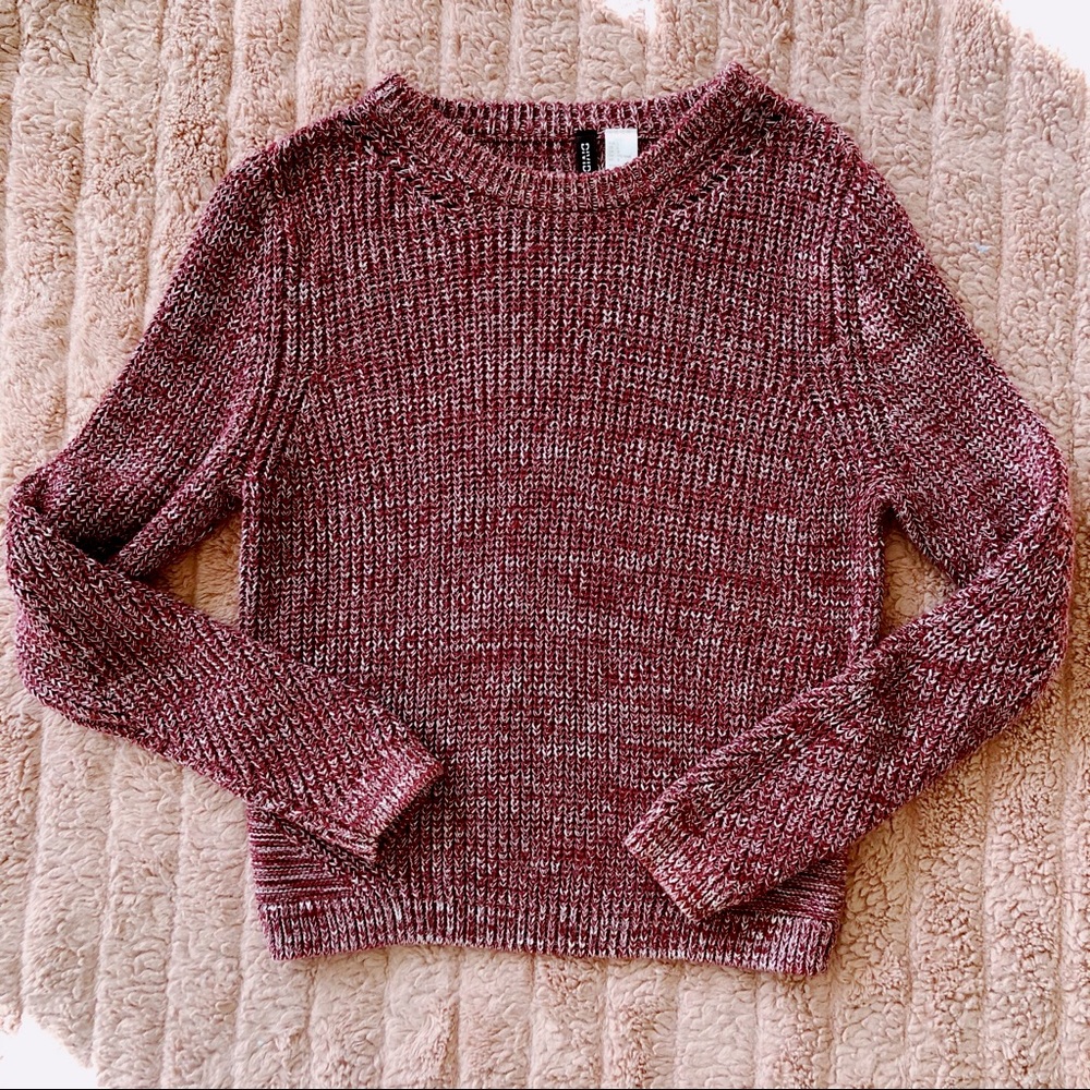 H&M Pullover Crewneck Sweater in Maroon Red